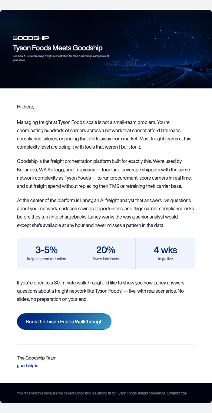 Tyson Nurture Email 1